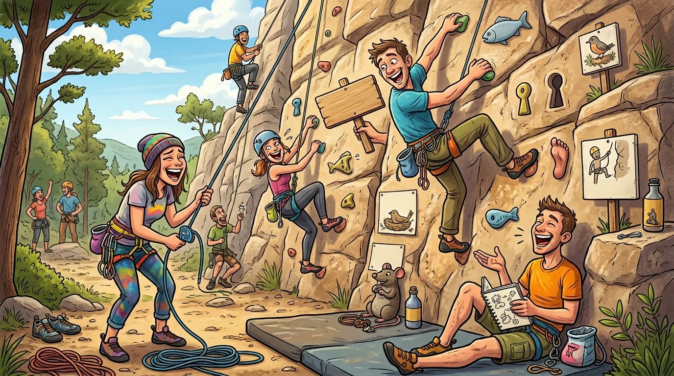 Rock climbing puns captions